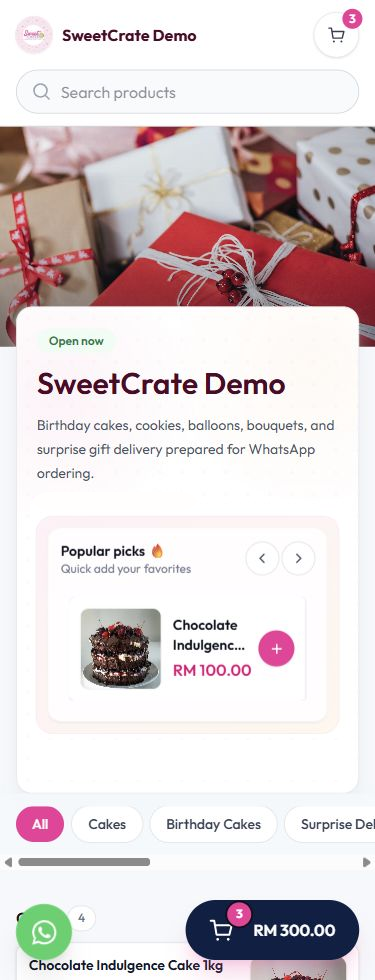 Mobile Storefront with cart